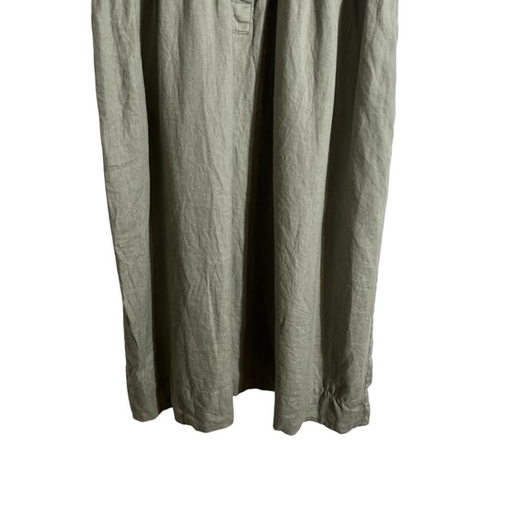 EVERLANE The Craft 100% Linen Short Sleeve Midi Dress in Sage Green - Picture 6 of 12